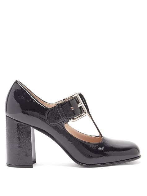 Black Square Toe Patent Leather Mary Jane Pumps Miu Miu