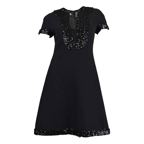 1960s Early Emanuel Ungaro Vintage Beaded Black Crepe Dress From A