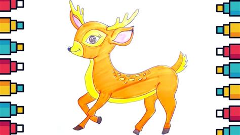 How To Draw And Color A Deer Step By Step Easy For Kids Youtube