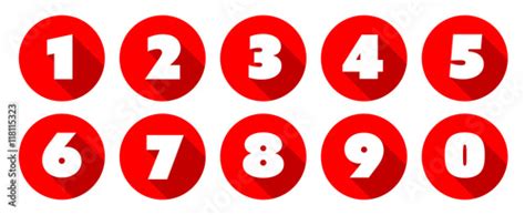 Numbers Red Circle Icons Stock Vector Adobe Stock