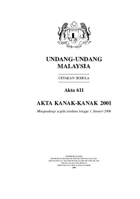 Permohonan bantuan kanak kanak 2021 secara online. (PDF) Undang-Undang Malaysia akta kanak-kanak 2001 | Nurul ...