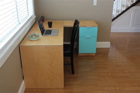 And, it's an easy build compared to joining hardwood. Ana White | L-shape Modern plywood desk - DIY Projects