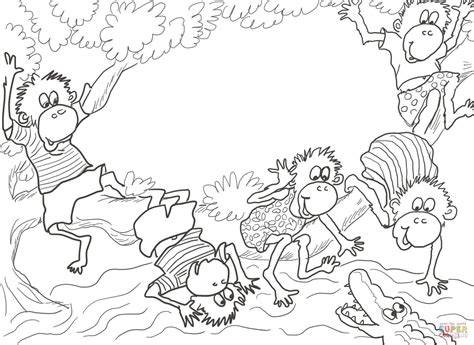 5 Little Monkeys Coloring Page Coloring Easy