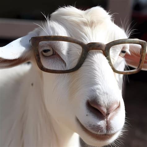 premium photo a goat with glasses that says i love goats