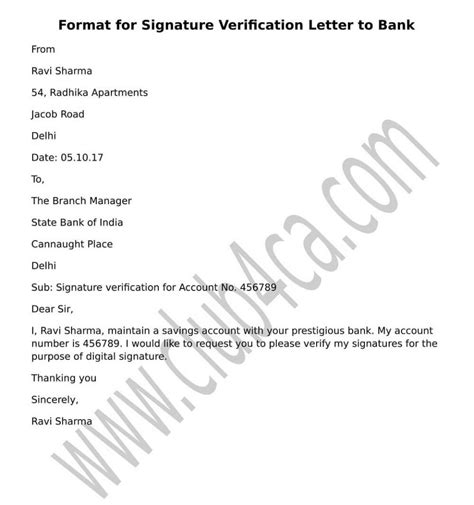 To the head office, redox company, florida. Signature Verification Letter to Submit to Bank
