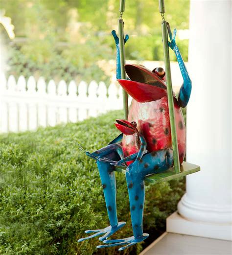 Large Swinging Frogs Metal Sculpture Wind And Weather