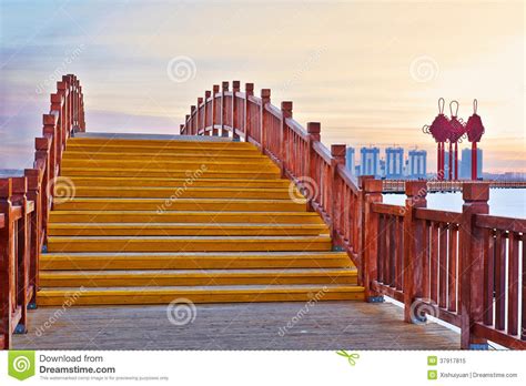 The Wooden Bridge Sunset Stock Image Image Of Trestle 37917815