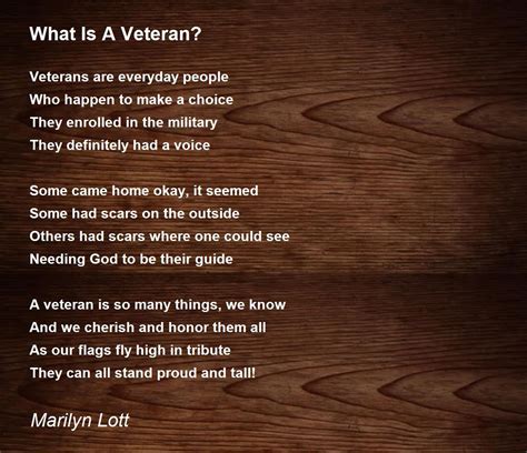 What Is A Veteran What Is A Veteran Poem By Marilyn Lott
