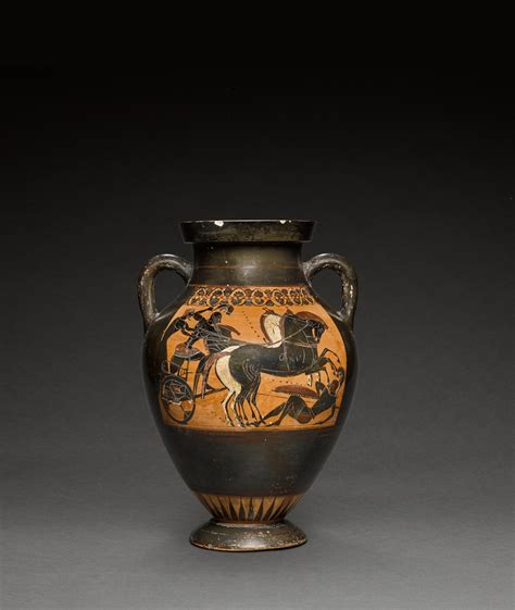 An Attic Black Figured Amphora Attributed To Group E Circa 530 510 B