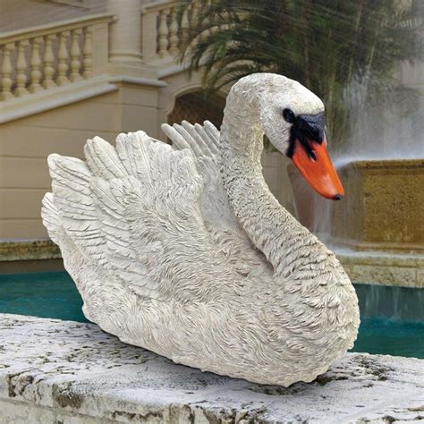 Design Toscano White Swan 11 In H X 185 In W Animal Garden Statue In