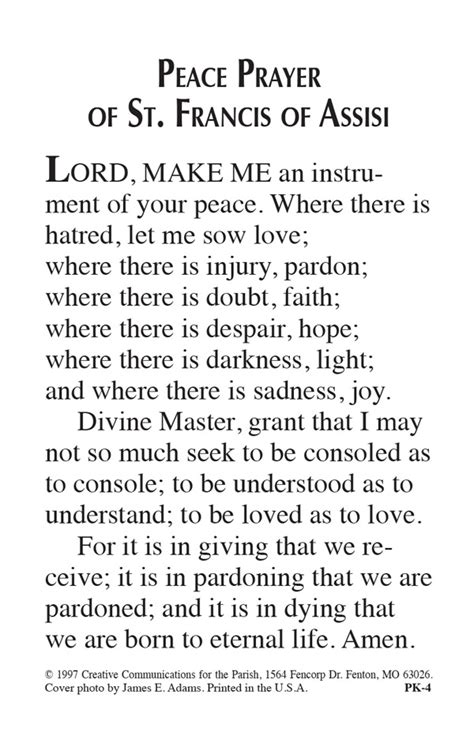 Saint Francis Prayer Printable