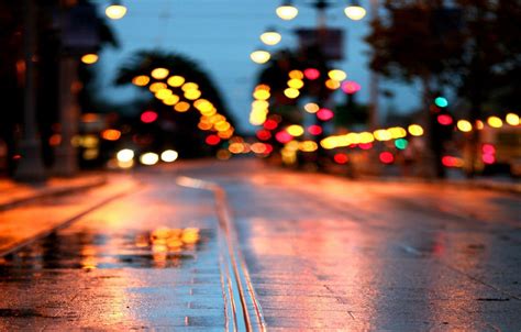 Wallpaper Road Wet Macro The City Lights Glare Rain