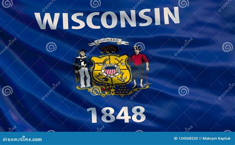 Wisconsin State Flag Waving Flag Of Wisconsin State United States Of