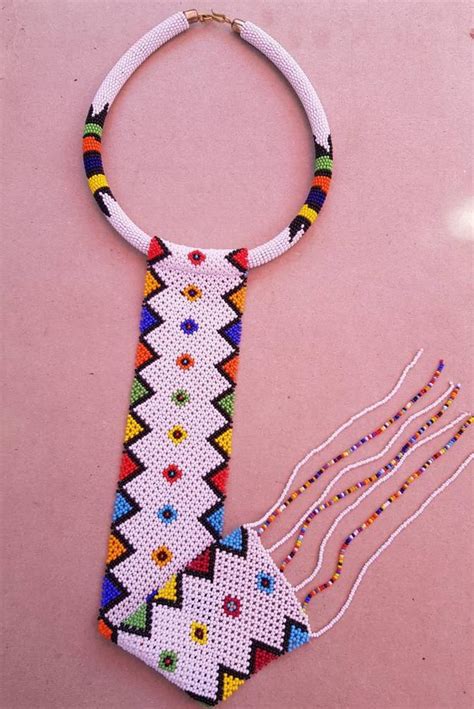 White African Zulu Necklace African Necklaces Long Tassel Etsy Beaded Necklace Tutorial