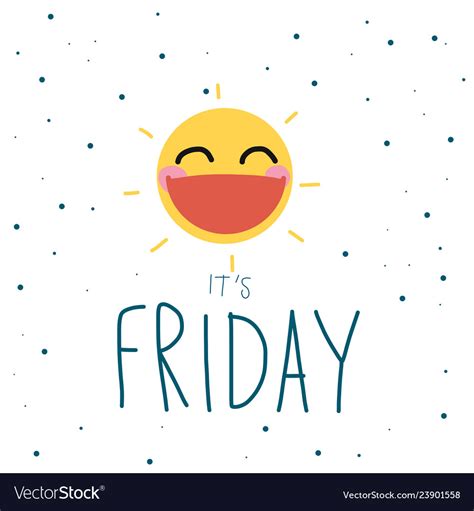 It Is Friday Cute Sun Smile Polka Dot Background Vector Image