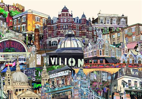 A3 London Illustrated Map Illustration Print Digital Art By Tomartacus