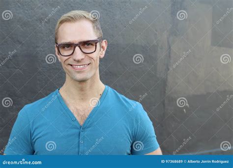 Young Cool Trendy Man With Glasses Smiling Stock Image Image Of
