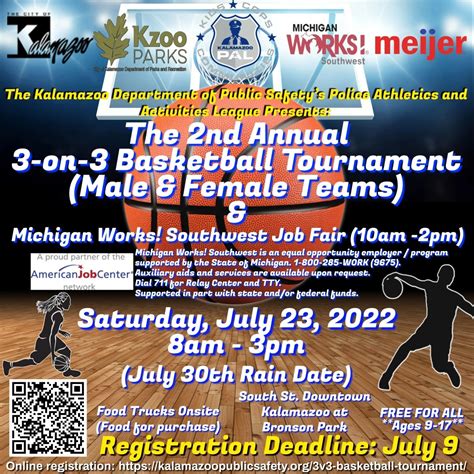 2nd Annual 3 On 3 Basketball Tournament Kzoo Parks