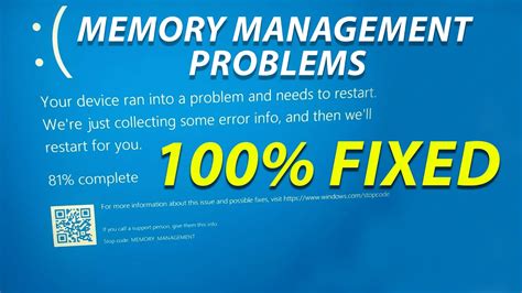 Memory Management Error Solution On Windows Your Device Ran Into A Problem And Needs To
