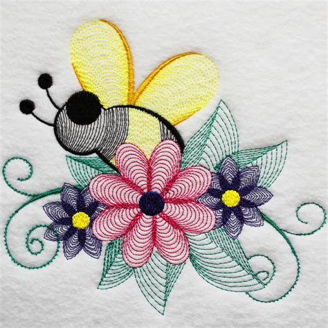 Machine Embroidery Designs Bees And Flowers Collection Of 6