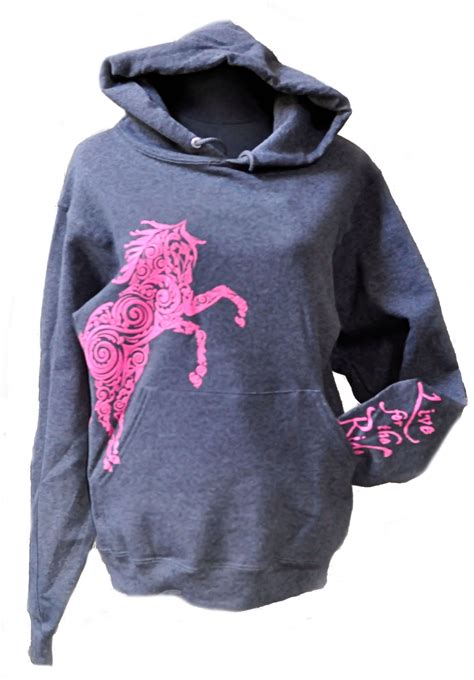 Live For The Ride Horse Hoodie Paisley Pony Available In Greypink Or