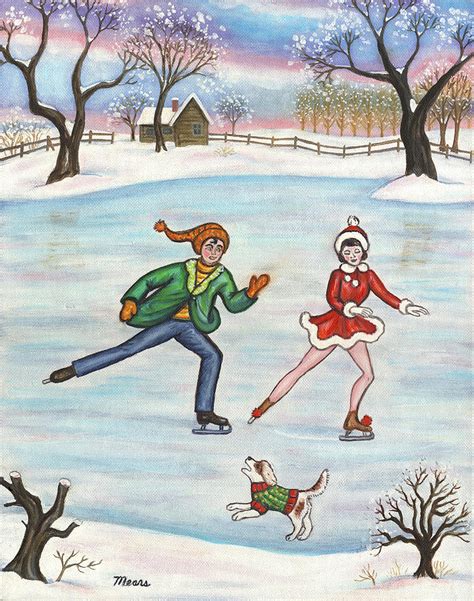 Ice Skaters Painting By Linda Mears Pixels