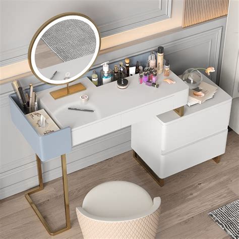 394 Minimalist White Makeup Vanity With 2 Drawers Mirror Included