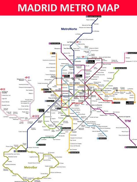 Madrid Mappa Della Metropolitana Metro De Madrid Mappa Spagna