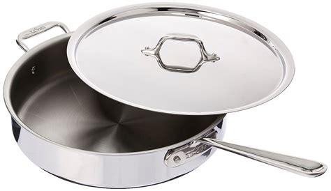 All Clad Stainless Steel Tri Ply Saute Pan With Lid Cookware Quart Ebay