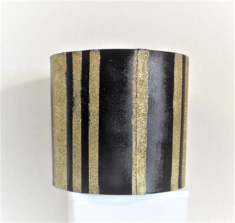 Black Gold Stripe Lamp Shadeblack Gold Stripe Table Lamp Etsy Gold