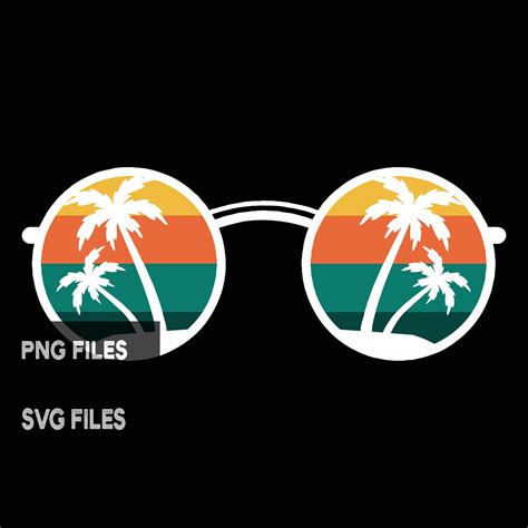 Palm Trees Retro Round Sunglasses PNG And SVG Cut Files Etsy