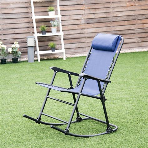 Outdoor Patio Headrest Folding Zero Gravity Rocking Chair Folding