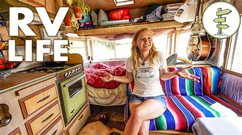 Minimalist Couple Living In A Tiny Camper Trailer That Cost Only Rv Life Youtube