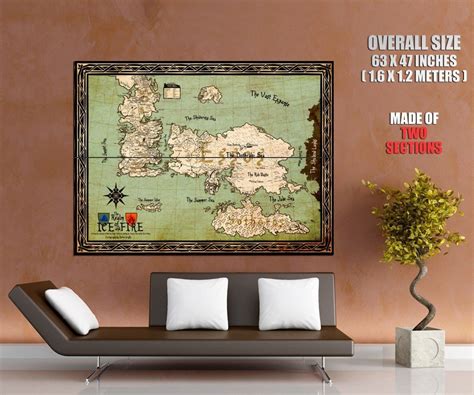 World Map Westeros Essos Game Of Thrones Giant Huge Print Poster