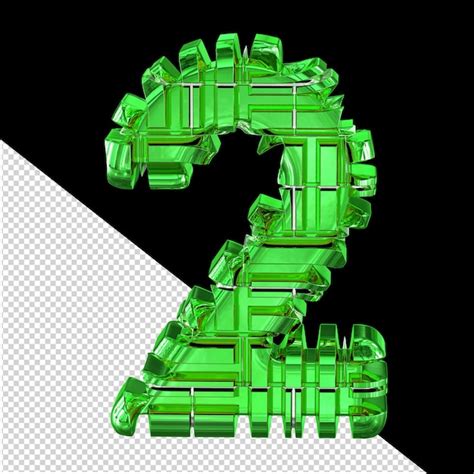 Premium Psd Symbol Made Of Transformed Green Number 2