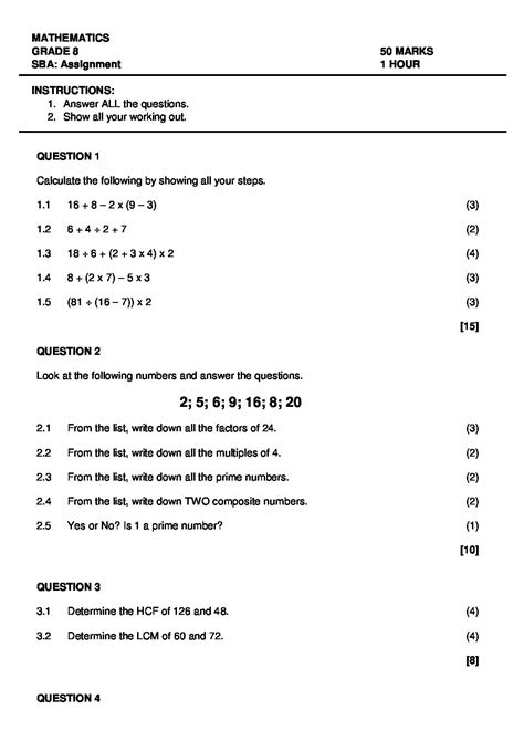 Gr 8 Maths Sba Term 1 • Teacha