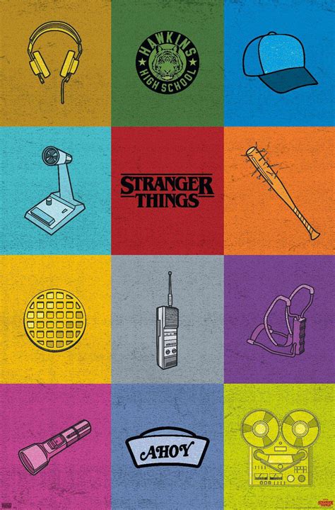 Netflix Stranger Things Minimalist Icons Poster
