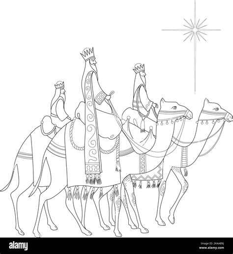 Classic Three Magic Scene And Shining Star Of Bethlehem Coloring Book