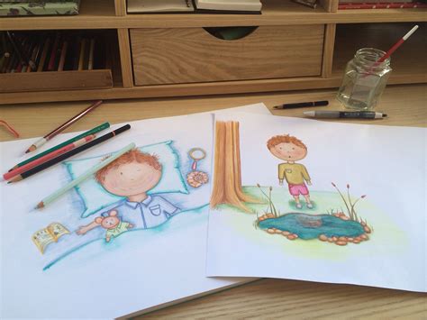 Childrens Book Illustration Watercolour Pencil Boy Character