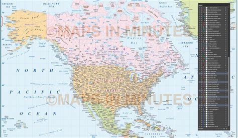 North America Detailed Political Map In Illustrator Ai Vector Format