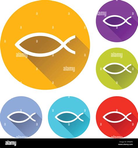 Vector Illustration Of Six Colorful Jesus Fish Icons Stock Vector Image
