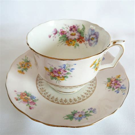 Crown Staffordshire Fine Bone China Tea Cup And Saucer Made In