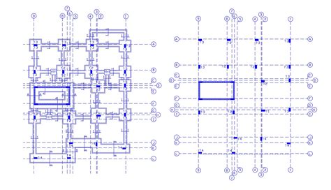Foundation And Column Layout Plan With Centre Line Dwg File Cadbull