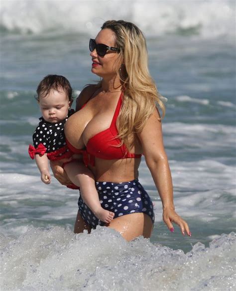 Coco Austin Flaunts Amazing Figure As Mini Me Chanel Wears Matching Swimsuit On The Beach