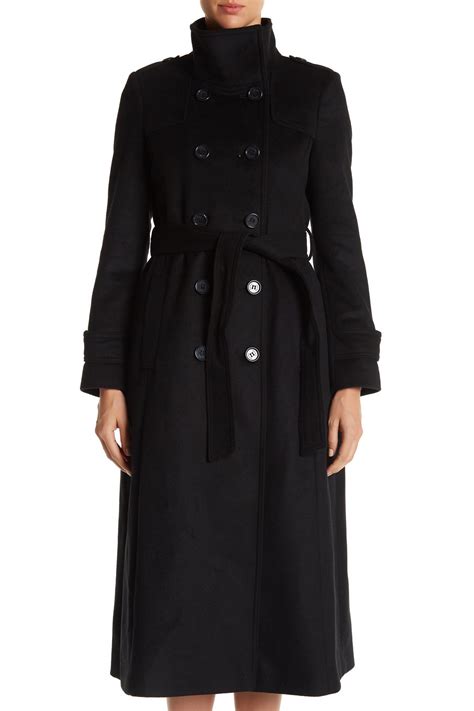 Dkny Double Breasted Long Wool Blend Military Coat Petite In Black Lyst