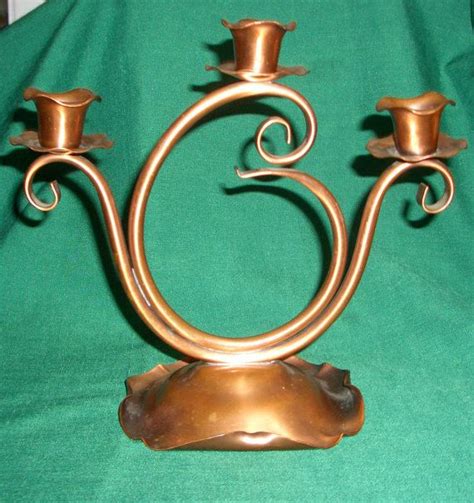 Vintage Gregorian Copper Candle Holder Curly Swirly Triple Etsy