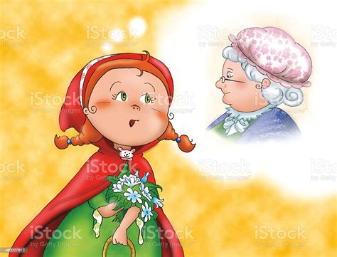 Little Red Riding Hood Thinking About Granny Stock Illustration