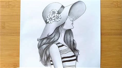 How To Draw A Girl With Hat For Beginners Step By Step Pencil