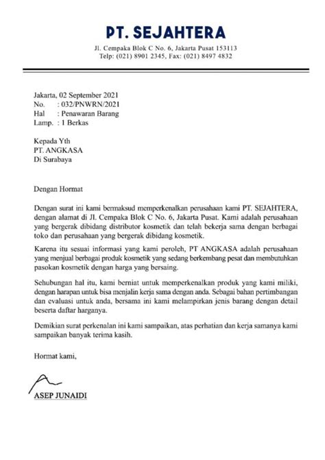 Contoh Surat Niaga Untuk Berbagai Keperluan Terbaru