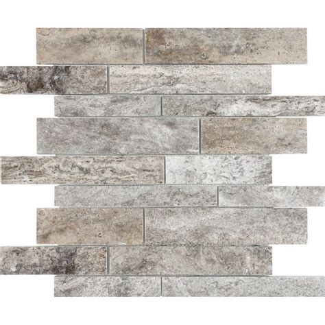 Anatolia Tile Silver Ash 12 In X 12 In Honed Natural Stone Travertine Linear Mosaic Wall Tile At